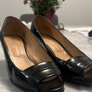 Black Peep-Toe Pumps